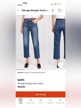 Levi's Ribcage Straight Ankle Jeans in Medium Blue Wash
